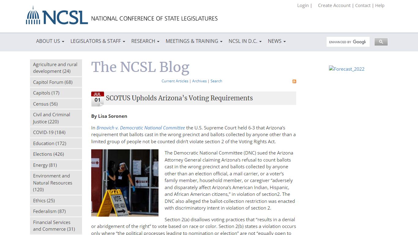 SCOTUS Upholds Arizona’s Voting Requirements > National Conference of ...
